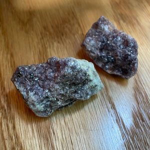 Raw purple lepidolite specimen with mica shimmer